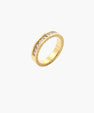 14K gold-plated band with channel-set zirconia and Greek key pattern engraving on polished finish